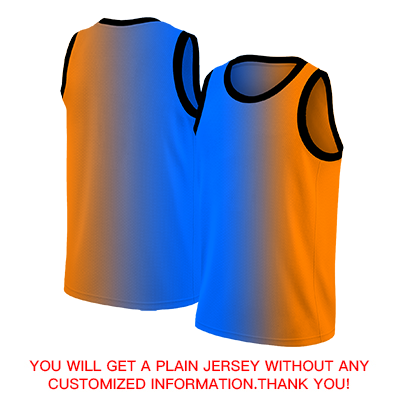 Custom Blue Orange-Black Gradient Fashion Tops Basketball Jersey