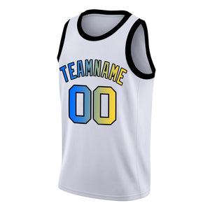 Custom White Yellow-Black Gradient Fashion Tops Basketball Jersey