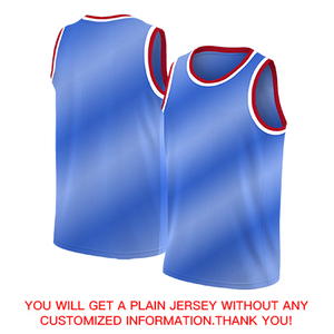 Custom Blue White-Red Gradient Fashion Tops Basketball Jersey