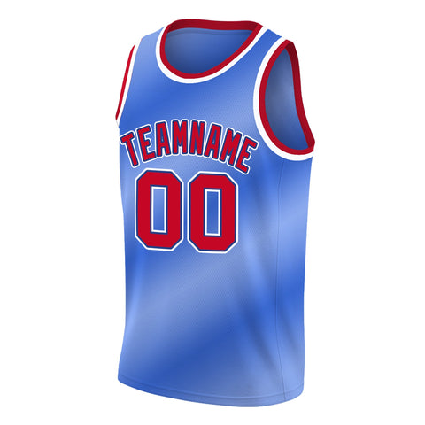 Custom Blue White-Red Navy Gradient Fashion Tops Basketball Jersey