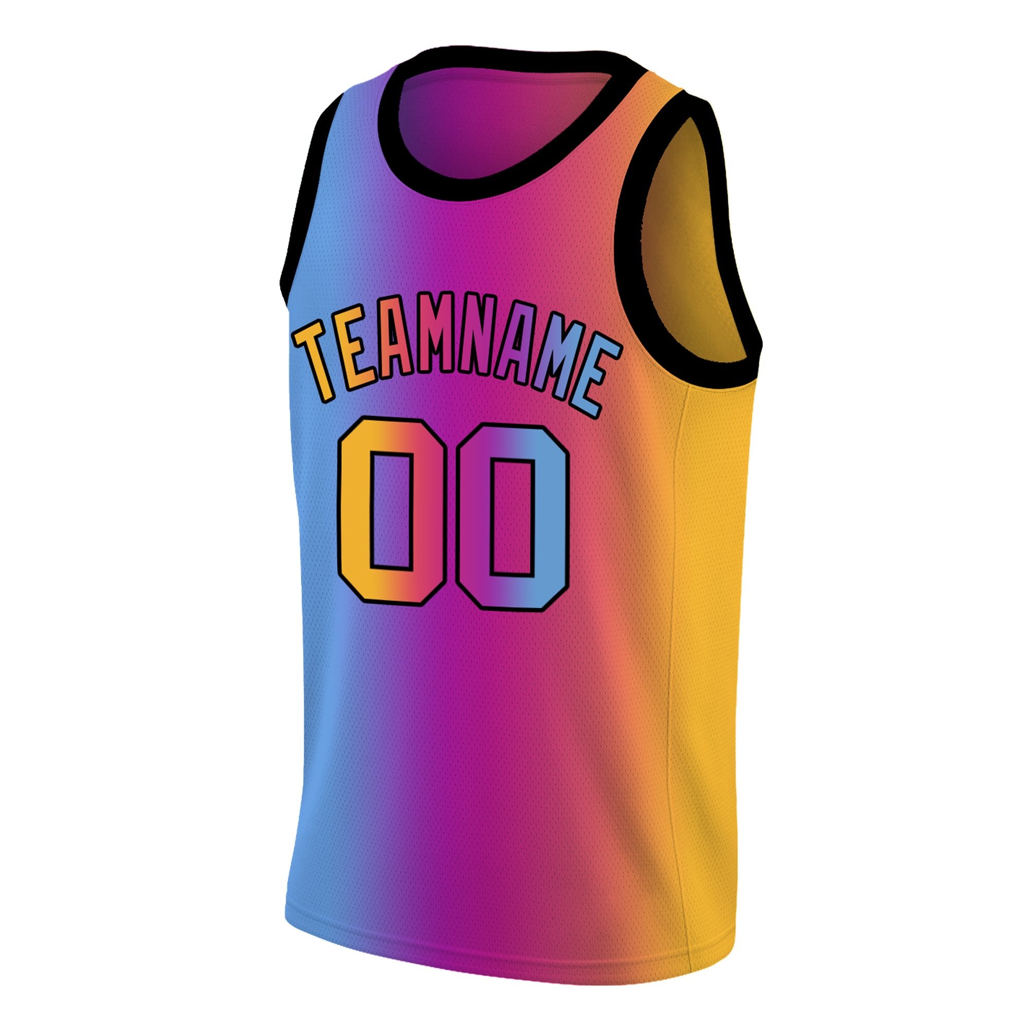 Custom Yellow Blue-Purple Gradient Fashion Tops Basketball Jersey