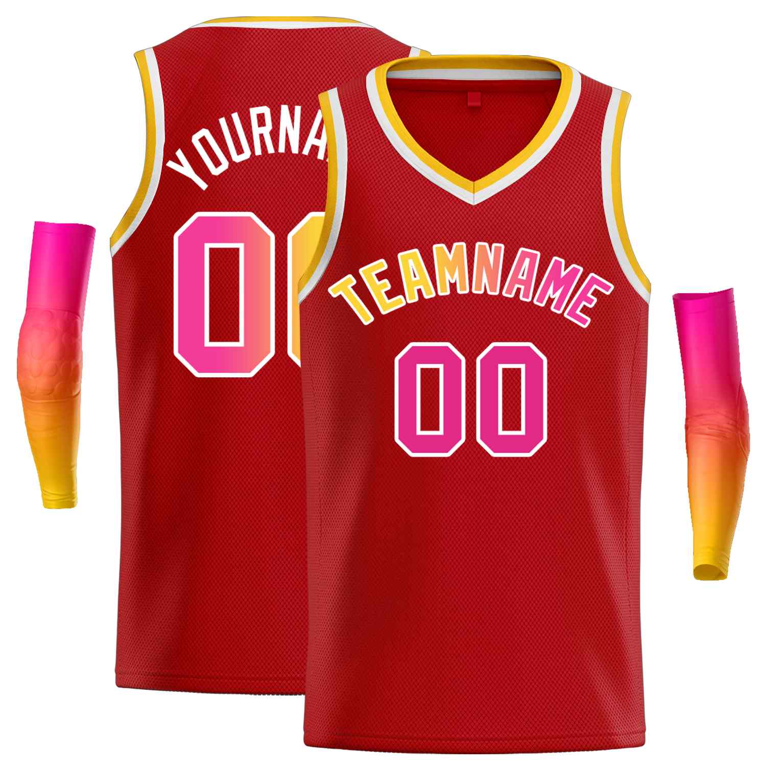 Custom Red Yellow-White Classic Tops Men Casual Basketball Jersey