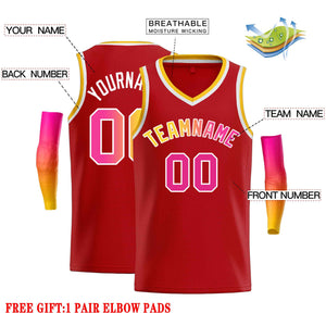 Custom Red Yellow-White Classic Tops Men Casual Basketball Jersey