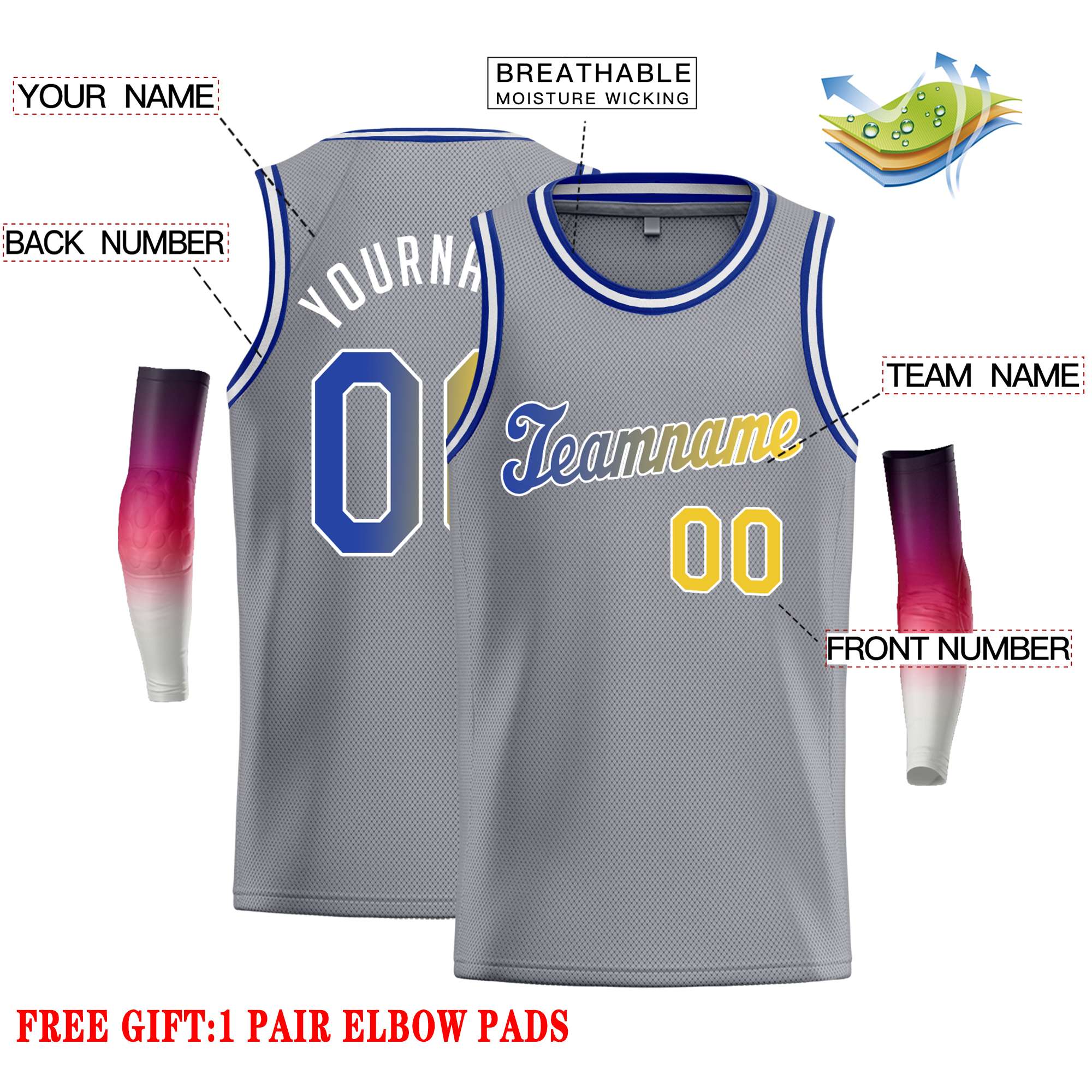 Custom Dark Gray Yellow-White Classic Tops Casual Basketball Jersey