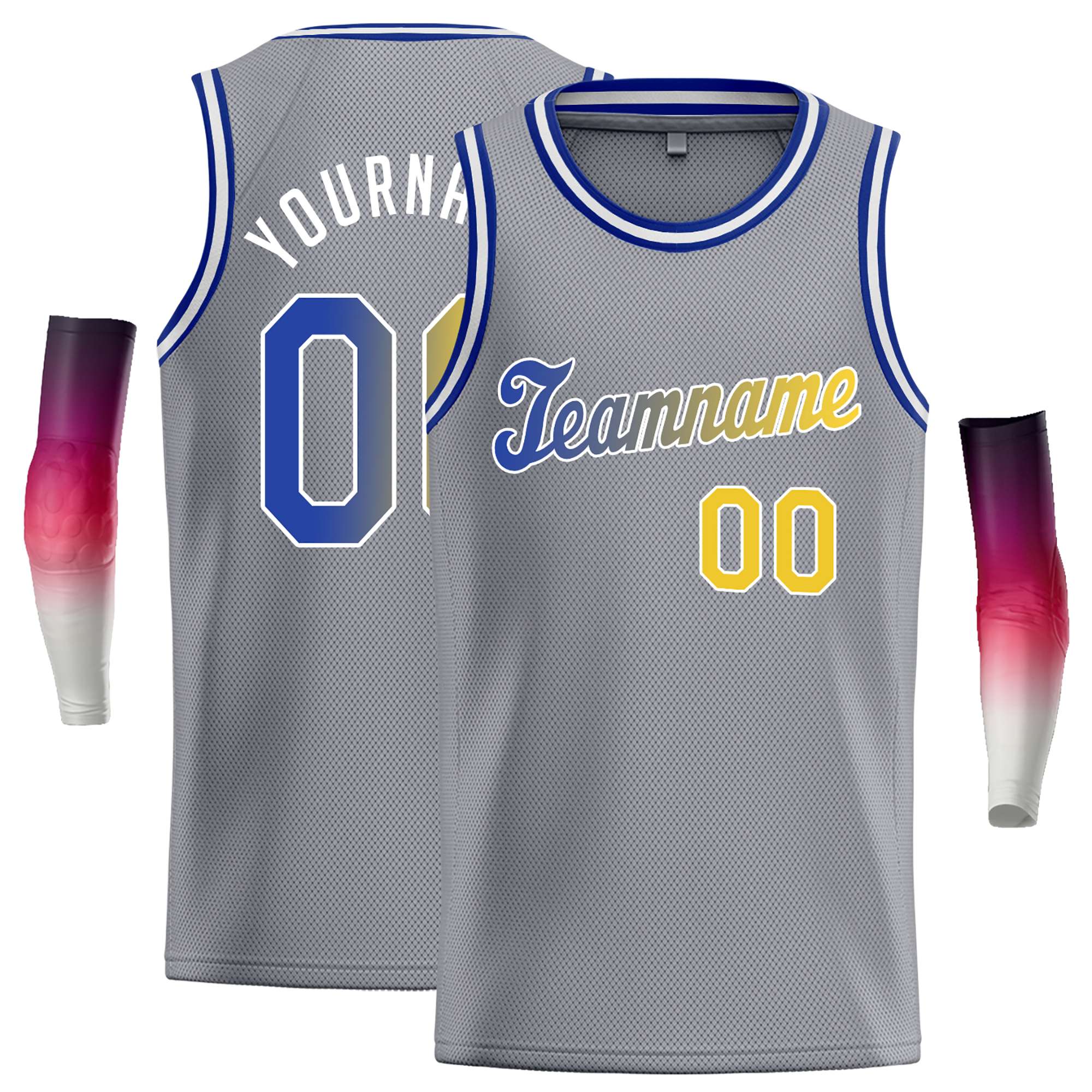 Maillot de basket-ball décontracté, personnalisé, gris foncé, jaune-blanc, hauts classiques