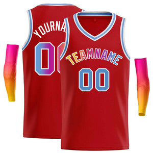 Custom Red Pink-White Classic Tops Men Casual Basketball Jersey