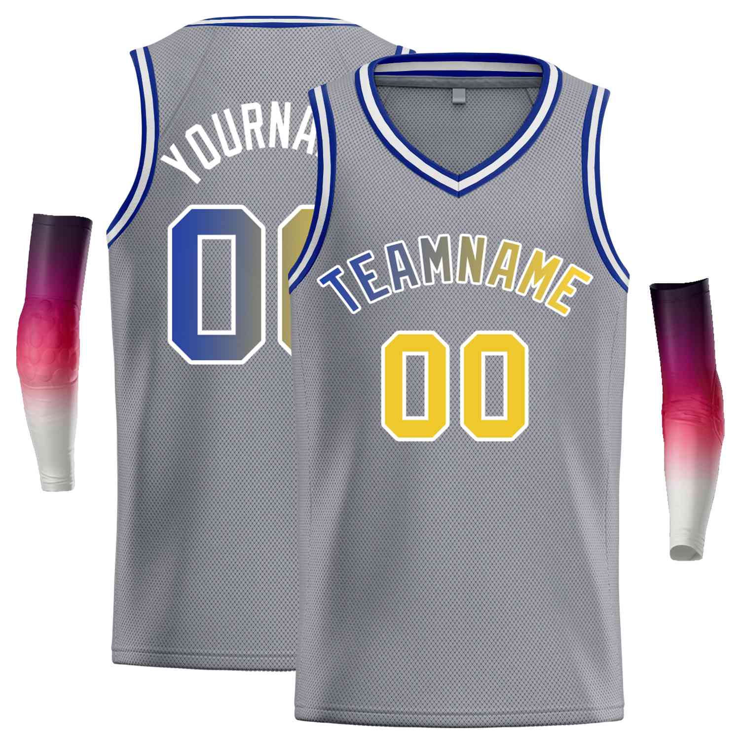 Custom Dark Gray Yellow-Royal Classic Tops Men Casual Basketball Jersey