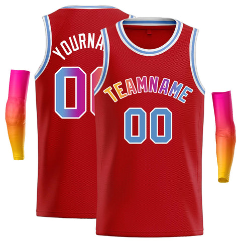 Custom Red Pink-White Classic Tops Casual Basketball Jersey