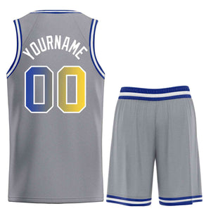 Maillot de basket-ball Bull personnalisé gris foncé jaune-blanc, ensembles classiques