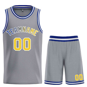 Maillot de basket-ball Bull personnalisé gris foncé jaune-blanc, ensembles classiques