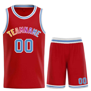 Maillot de basket-ball incurvé personnalisé, ensembles classiques bleu-blanc poudre rouge