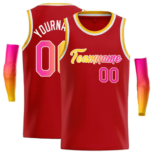 Maillot de basket-ball décontracté, haut classique personnalisé rouge jaune-blanc