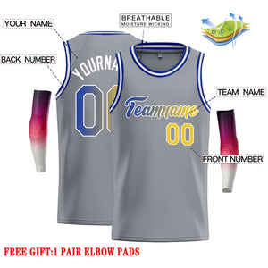 Custom Dark Gray Royal-White Classic Tops Casual Basketball Jersey