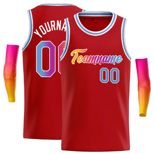 Maillot de basket-ball décontracté, haut classique personnalisé rouge rose-blanc