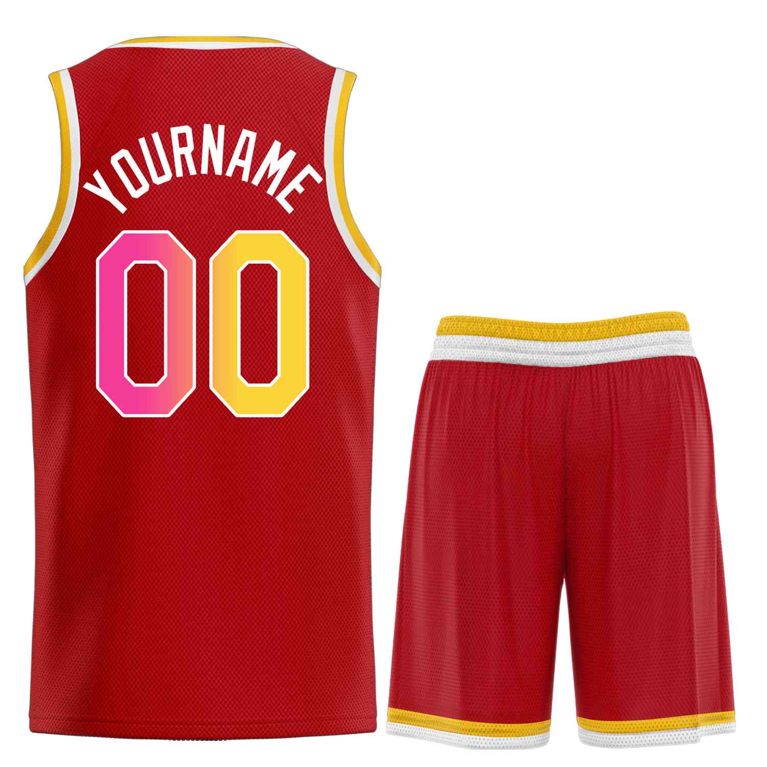 Uniforme de sport personnalisé rouge jaune-blanc, ensembles classiques de basket-ball, maillot de basket-ball