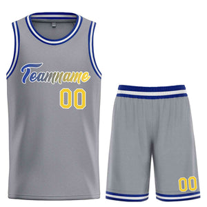 Uniforme de sport personnalisé gris foncé Royal-blanc, ensembles classiques, maillot de basket-ball