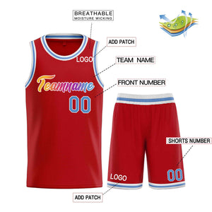 Custom Red Powder Blue-White Heal Sports Uniform Classic Sets Basketball Jersey