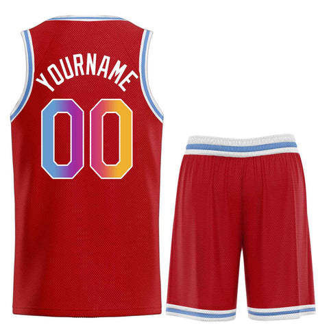 Custom Red Powder Blue-White Heal Sports Uniform Classic Sets Basketball Jersey
