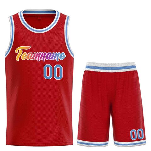 Custom Red Powder Blue-White Heal Sports Uniform Classic Sets Basketball Jersey