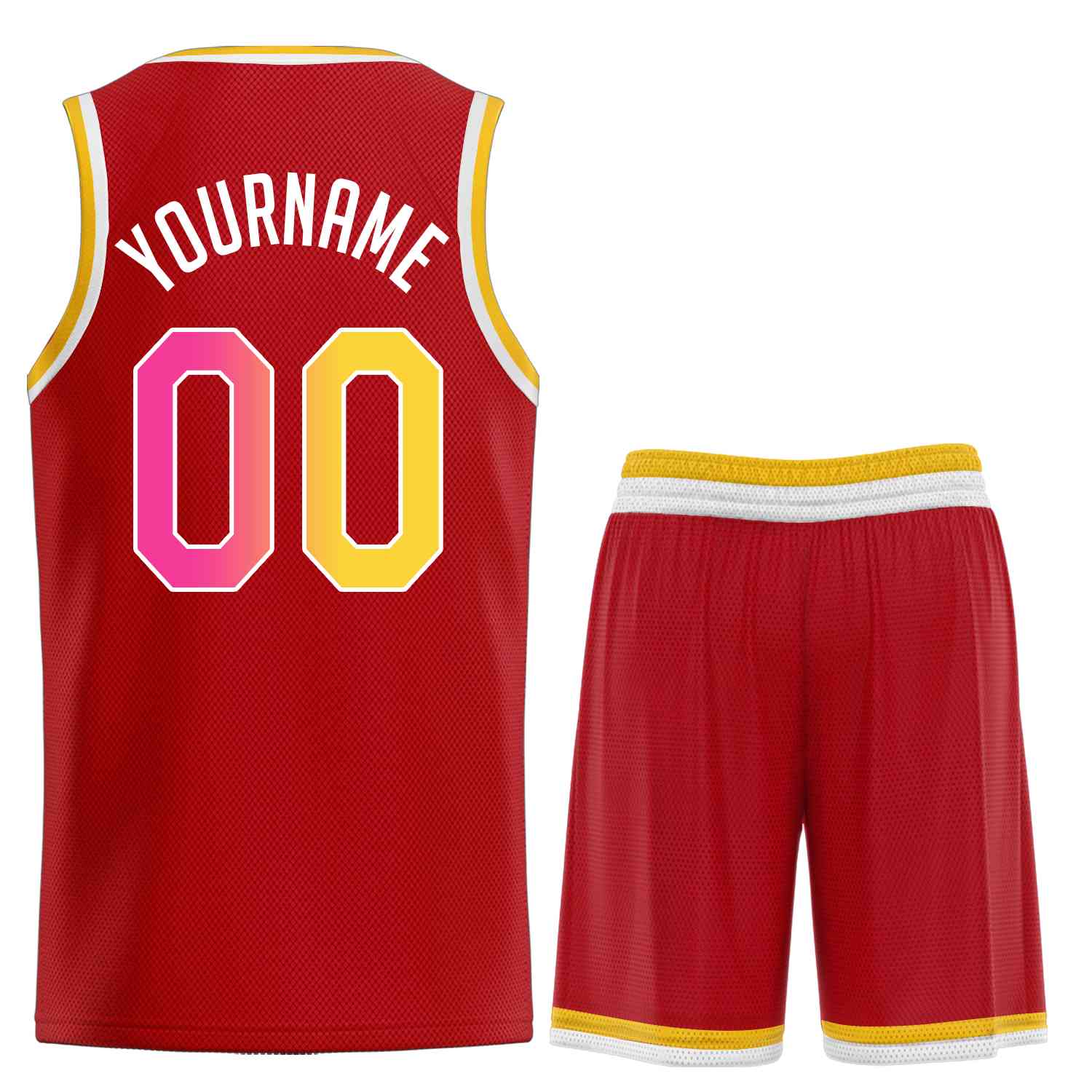 Maillot de basket-ball uniforme de sport, ensembles classiques rouge jaune-blanc personnalisés