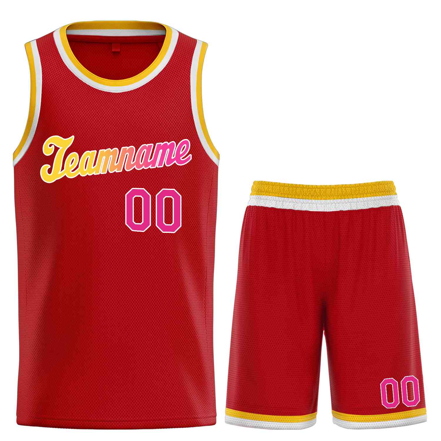 Maillot de basket-ball uniforme de sport, ensembles classiques rouge jaune-blanc personnalisés