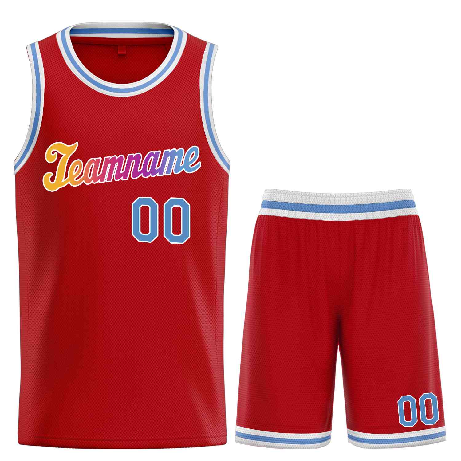 Ensemble classique bleu-blanc poudre rouge personnalisé, uniforme de sport, maillot de basket-ball