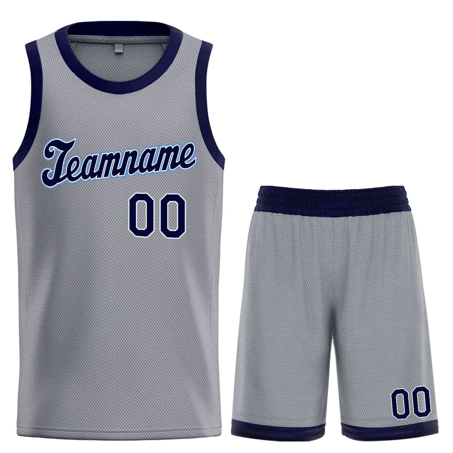 Maillot de basket-ball uniforme de sport, ensembles classiques personnalisés gris foncé bleu marine-poudre