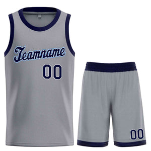 Custom Dark Gray Navy-Powder Blue Classic Sets Sports Uniform Basketball Jersey