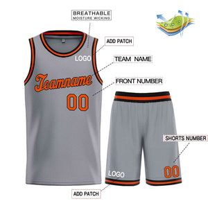 Custom Dark Gray Orange-Black Classic Sets Sports Uniform Basketball Jersey