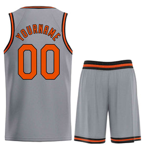 Maillot de basket-ball uniforme de sport, ensembles classiques gris foncé Orange-noir personnalisés