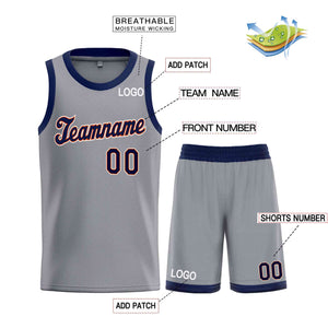 Custom Dark Gray Navy-Orange Classic Sets Sports Uniform Basketball Jersey