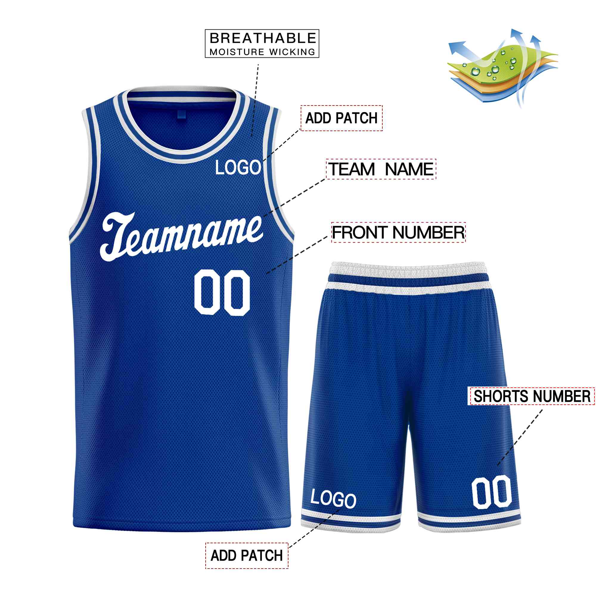 Custom Royal White Classic Sets Sports Uniform Basketball Jersey