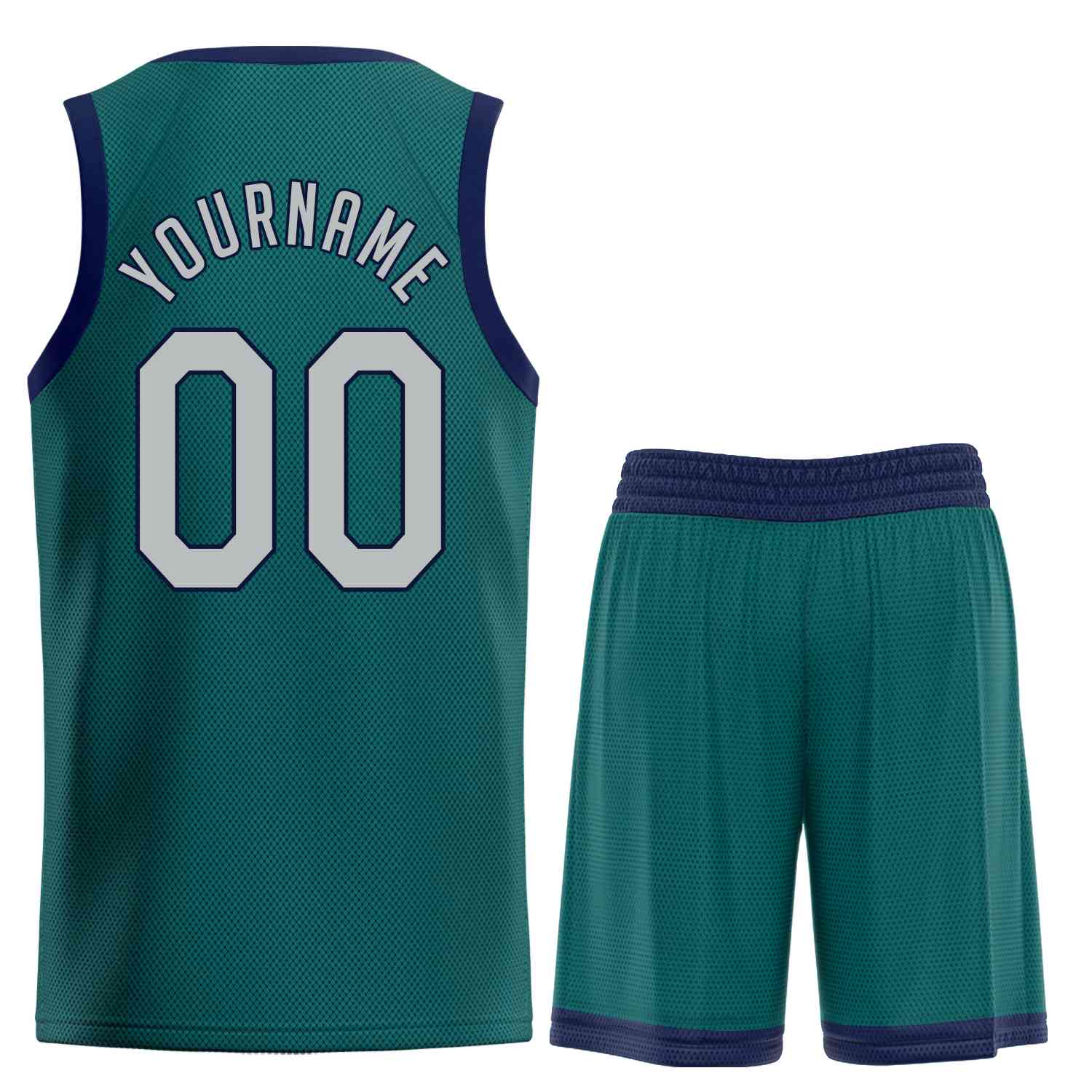 Maillot de basket-ball uniforme de sport personnalisé Aqua gris-marine classique