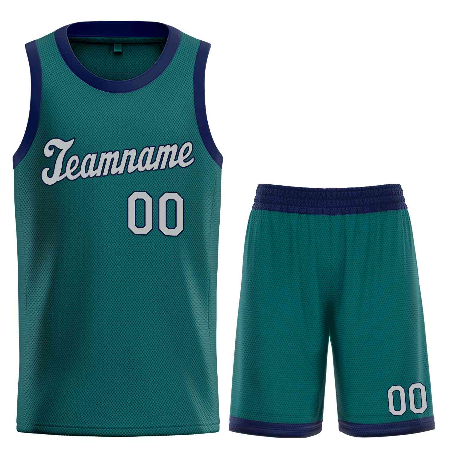 Maillot de basket-ball uniforme de sport personnalisé Aqua gris-marine classique