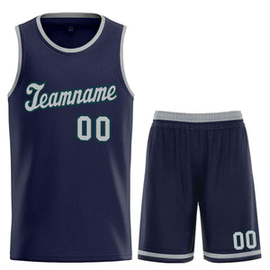 Custom Navy Dark Gray Classic Sets Sports Uniform Basketball Jersey