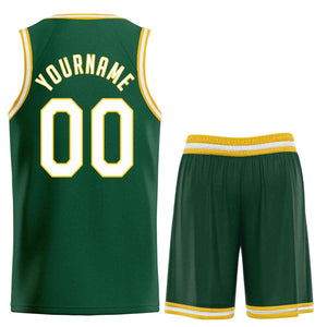 Maillot de basket-ball personnalisé, ensemble classique vert blanc-jaune, uniforme de sport