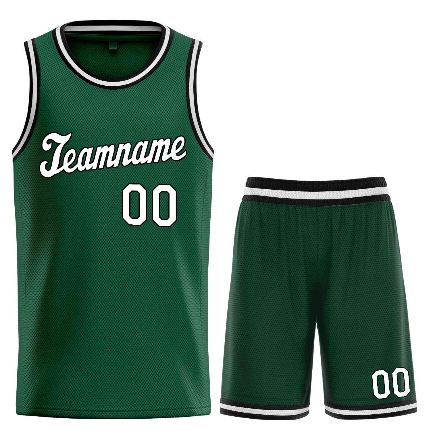 Maillot de basket-ball personnalisé vert chasseur blanc-noir, ensembles classiques, uniforme de sport