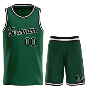 Maillot de basket-ball personnalisé, vert chasseur, noir et blanc, ensembles classiques, uniforme de sport