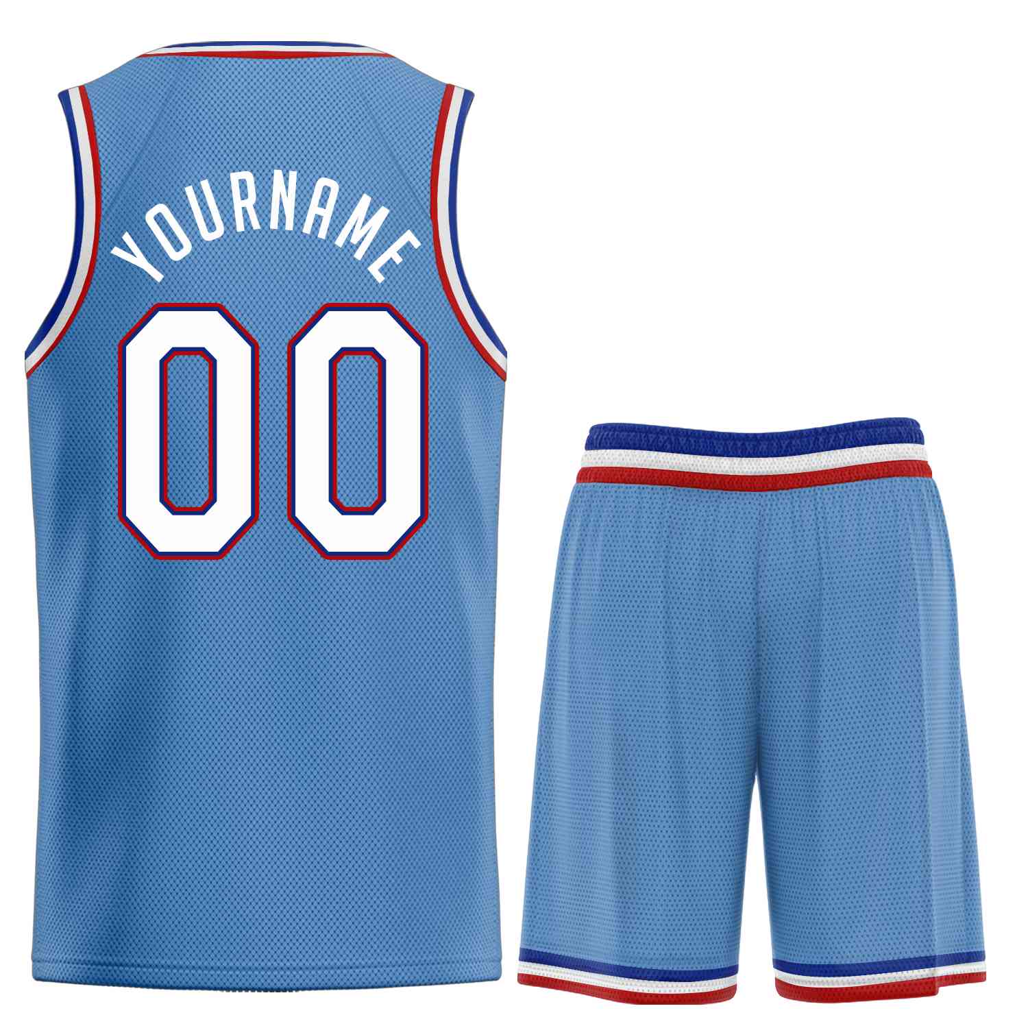 Maillot de basket-ball uniforme de sport, ensembles classiques bleu clair blanc-rouge personnalisés