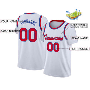 Custom White Red-Blue Classic Tops Casual Fake Sleeve Basketball Jersey