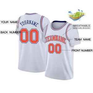 Custom White Orange-White Classic Tops Casual Fake Sleeve Basketball Jersey