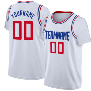 Maillot de basket-ball à fausses manches, haut classique bleu blanc personnalisé, décontracté