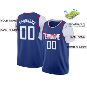 Maillot de basket-ball à fausses manches, haut classique personnalisé bleu blanc-rouge, décontracté