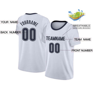 Custom White Navy Classic Tops Casual Fake Sleeve Basketball Jersey