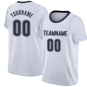 Custom White Navy Classic Tops Casual Fake Sleeve Basketball Jersey