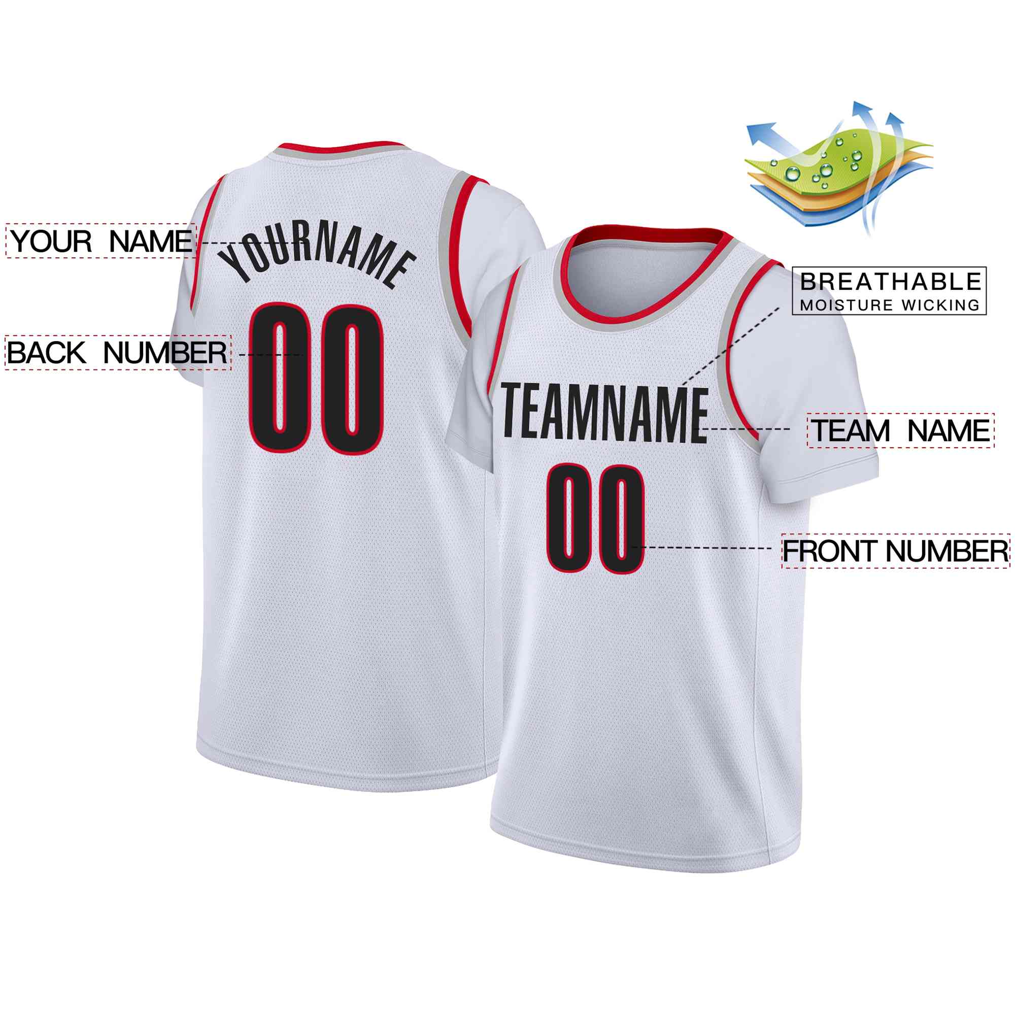 Custom White Black Classic Tops Casual Fake Sleeve Basketball Jersey