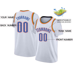 Custom White Powder Blue-White Classic Tops Casual Fake Sleeve Basketball Jersey