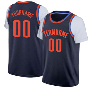 Maillot de basket-ball à fausses manches, haut classique Orange marine personnalisé, décontracté