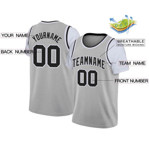 Custom Gray Black-White Classic Tops Casual Fake Sleeve Basketball Jersey