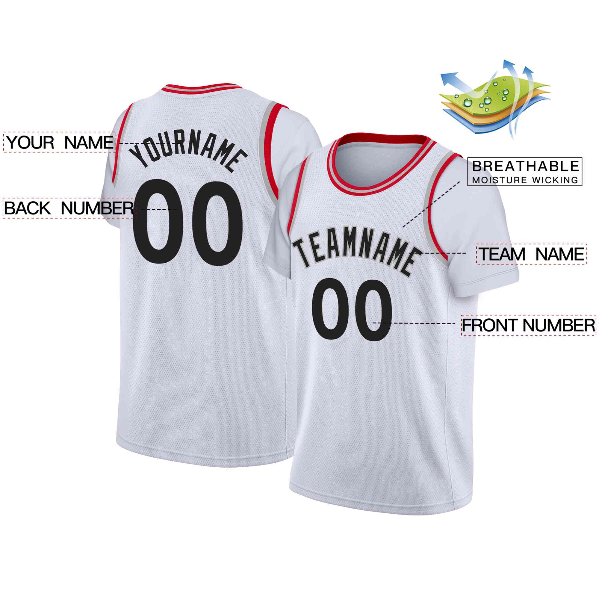 Custom White Black-Gray Classic Tops Casual Fake Sleeve Basketball Jersey